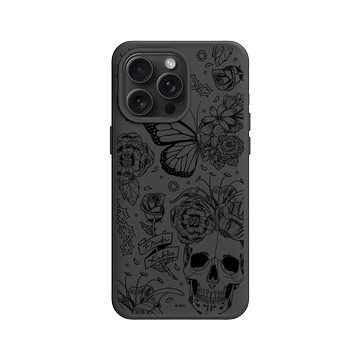 iPhone 15 Pro Max SolidX 黑 - Frida Kahlo - 花骨骷顱頭（素描）