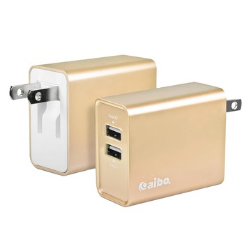 aibo USB雙輸出高效能充電器 4.8A CB-AC203 56 x 48 x 28mm 68.4g  淡金色  1個