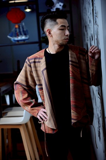 2019春季新款男款絹絲香云紗夾克