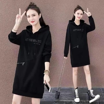 【LANNI 藍尼】現+預 加絨連帽中長版帽T(上衣/女裝/T恤/休閒/百搭)