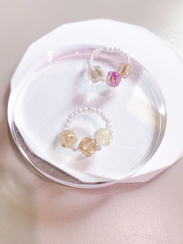 三粒花花珠珠戒指