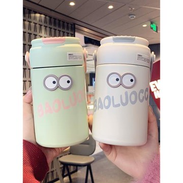 簡約吸管保溫杯2025新款女生高顏值學生網紅水杯便攜茶水分離杯子