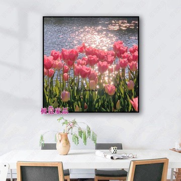 快速出貨 台灣現貨郁金香花鉆石畫滿鉆客廳小件貼鉆十字繡2023新款臥室簡約現代北歐 掛畫 客廳掛畫 鑽石畫 畫 鑽 貼鑽 裝飾畫