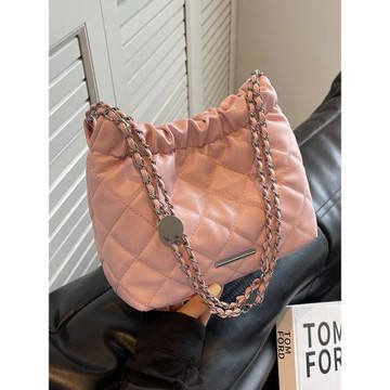 簡約時尚大容量包包女2025新款菱格鏈條托特包小眾質感百搭斜挎包