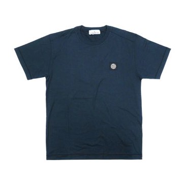 Stone Island 十字品牌黑標男生短袖上衣(海軍藍)