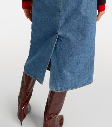 Plan C Peplum denim midi skirt