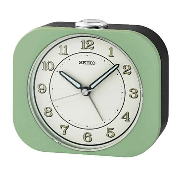 seiko SK037 精工鐘 (QHE195M) 復古配色方形靜音燈光鬧鐘(綠色)/9.9X11.3cm｜樂天領券現折★全館特惠中★指定刷卡回饋10%