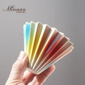 MINNAN皿喃釉下彩多巴胺漸變色手沖咖啡蛋糕濾紙專用折紙滴漏濾杯