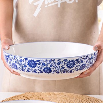 青花瓷大湯碗家用特大號酸菜魚水煮魚大盆碗大碼面碗餐具陶瓷大碗