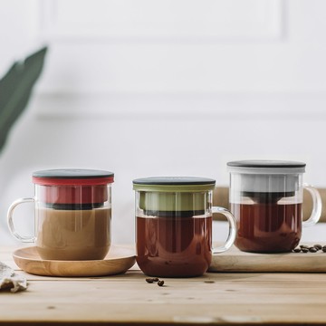 【廠商直送】PO研磨過濾咖啡玻璃杯2.0-350ml-四色任選