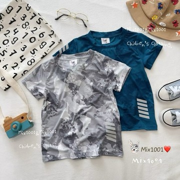 🌈✨mix1001涼感💦世界海洋風涼感洞洞上衣✨兒童潑墨造型冰涼上衣 5-17