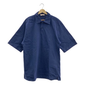 MARNI  2024春夏款 | 有機棉針織短袖Polo衫 | 48碼 | 海軍藍 | 男士