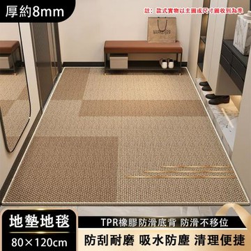 入護地墊 耐葬免洗 玄關大門口腳墊 門墊 進門門外 防滑 可裁剪 入門地毯 厚度8MM 方織-咖色 80*120cm