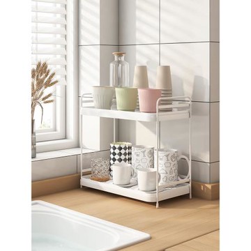 廚房水杯置物架托盤放茶杯玻璃杯分層桌面瀝水雙層杯子收納置物架