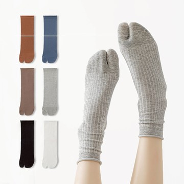 NicoFun 愛訂做 2雙 3D立體 二指襪 分趾襪 中筒襪 薄紗 吸濕透氣 消臭 抗菌襪 棉 女襪 22-25cm