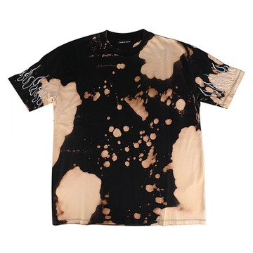 Vision of Super染色設計火焰刺繡袖子棉質短袖T恤(男款/黑)