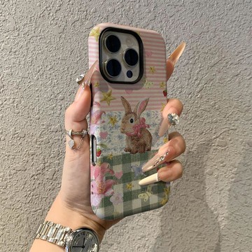 田園兔蘋果17promax手機殼iPhone16pro卡通菲林二合一保護套15pro女13可愛14新