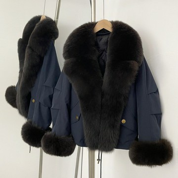 【巴黎精品】現貨+預購 頂級狐狸毛領真羽絨外套白鴨絨外套羽絨衣秋冬大碼休閒女裝-長領女外套5色a1ld57