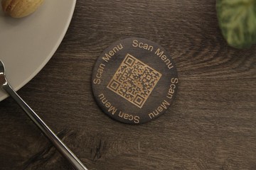 木質二維碼標誌、二維碼菜單、二維碼菜單標牌