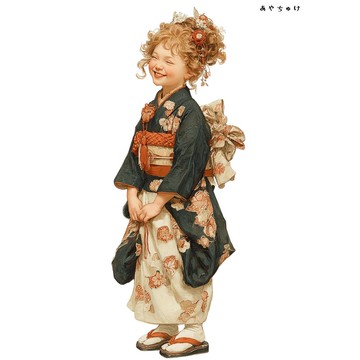 【12月新品4】07-114-0324 人物貼紙 和服復古