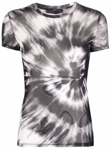 Philipp Plein - tie dye-print semi-sheer T-shirt - women - Polyester/Spandex/Elastane - S - Grey