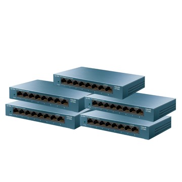 TP-Link 【5入組】LS108G 8埠10/100/1000Mbps 桌上/壁掛兩用 流量管理 乙太網路交換器switch hub