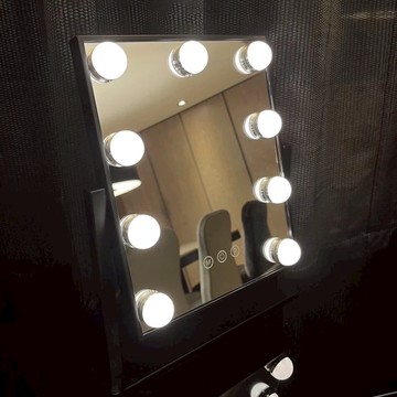 好萊塢LED化妝鏡 9燈 插電款  時尚黑
