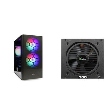 機殼/散熱組合包 〈鈔省價〉【MR-T34】玻璃透側 機殼《黑》+Nuclear 700W FR V2 銅牌 半模組
