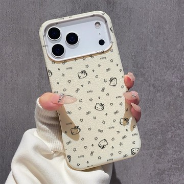 滿屏小貓咪 iPhone17手機殼 蘋果16plus大孔皮紋 15pro軟殼 14 13 12 11 日常防撞防摔手機殼