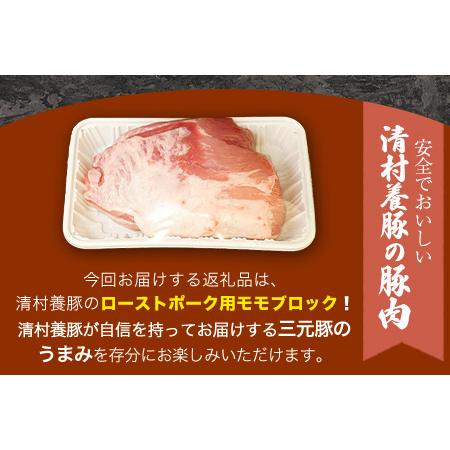 ふるさと納税 ローストポーク用モモ ブロック 1kg 清村養豚《60日以内に順次出荷(土日祝除く)》 塊 肉 豚 冷凍 清豚 熊本県御船町 熊本県御船町