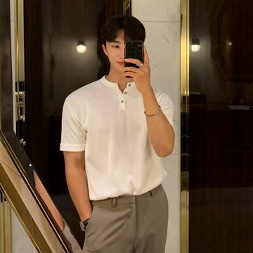 夏季潮流polo衫立領t恤青年男士寬鬆素色短袖潮牌港風男2026年潮