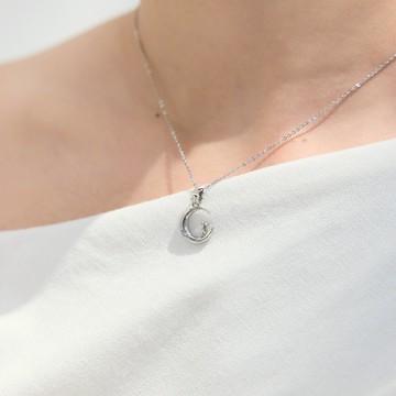 【MIESTILO】月夜漫想｜月亮貓咪項鍊精緻禮盒組(銀)