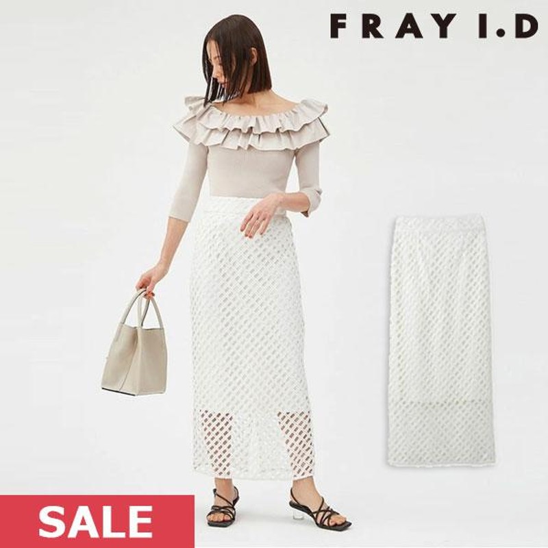 SALE フレイアイディー FRAY I.D エンブロイダリーレーススカート レディース ボトムス ロング丈 ハイウエスト Iライン 刺繍  fwfs231035 | LINEショッピング