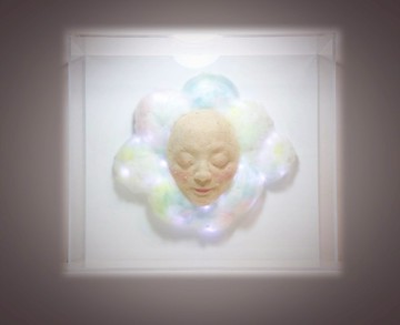 夜 |藝術雕塑裝飾畫羊毛氈呼吸燈臉睡夢幻溫暖