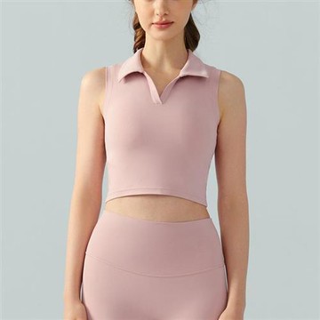 現貨+預購 女瑜珈背心運動服內衣短袖T恤瑜珈服透氣速乾-翻領簡約4色74ld23【獨家進口】【米蘭精品】