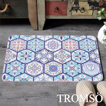 TROMSO-珪藻土厚實吸水地墊_60x40cm 六角藍調花磚