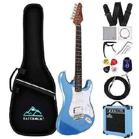 EASTROCK 39 inch Full-Size Stratocaster Electric Guitar Kit for Beginner Starter with 10w Amp, Bag, Capo, Shoulder Strap, String, Cable, Tuner, Picks.