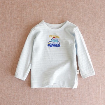 竹節棉兒童長袖T恤 男女寶寶純棉薄款打底衫居家睡衣空調服無熒光