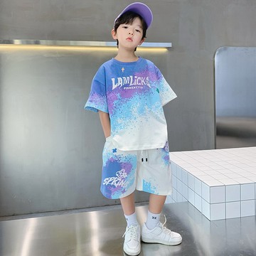 【中大男童】清新透氣漸變速乾籃球服套裝