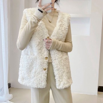 馬甲背心 保暖背心 棉服馬甲 背心外套 仿羊羔毛馬甲女韓版顯瘦兔毛背心時尚皮草毛毛馬甲保暖洋氣 R6UM