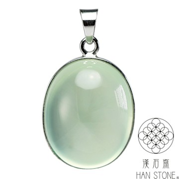 【漢石齋】天然玻璃種葡萄石 大蛋面吊墜(17*20*10mm)