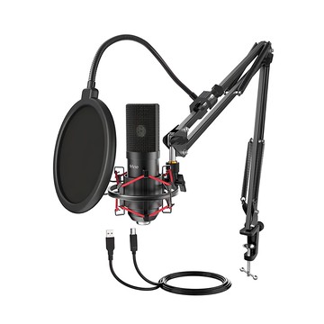 Fifine USB心型指向麥克風專業套件組 – 麥克風風臂  防震架  一鍵靜音  USB隨插即用  T732