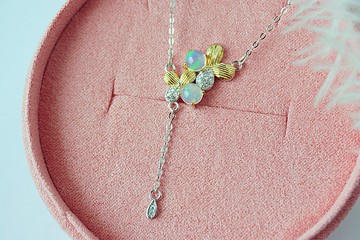 蛋白石 925 純銀 型墜飾項鍊