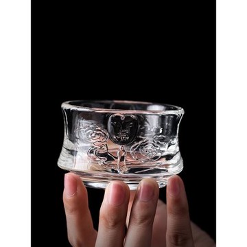 茶杯女士個人專用 中式浮雕玻璃主人杯 單杯功夫茶杯 粉色耐高溫