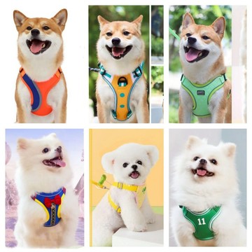 <胸背帶套組>防暴沖背心式 防勒可調節 套脖防掙脫 反光透氣 牽引項圈 遛狗神器 牽引繩  牽引繩