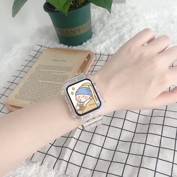蘋果手錶錶帶 適用applewatch蘋果SE手錶錶帶iwatch6透明5代4冰川44mm42『XY12891』