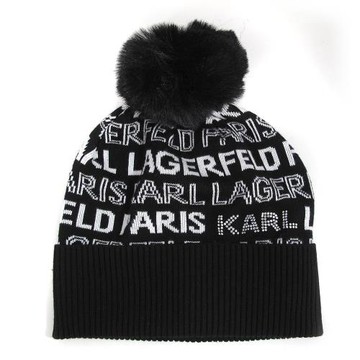 KARL LAGERFELD 卡爾字母黑色毛線帽