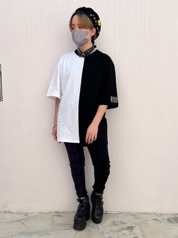 不對稱大尺碼T恤 / 黑色 / 白色 / F尺寸 / hellcatpunks / hcp-t-0248