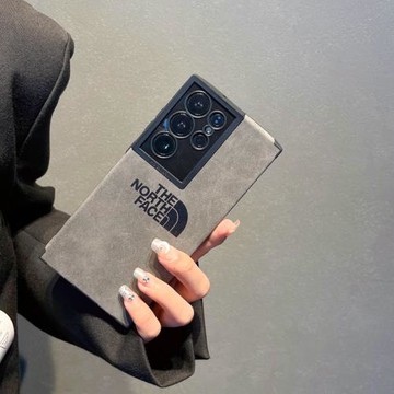 潮牌小羊皮北面適用三星GalaxyS24Ultra手機殼硅膠防摔全包精孔商務S23U情侶轉音孔簡約高級歐美s22u時尚運動