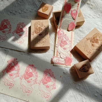 草莓女孩 木質手帳印章